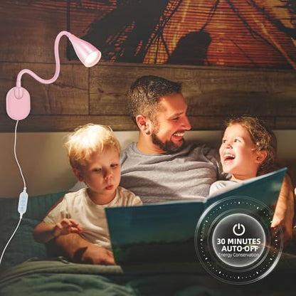 LED Wall Mounted Bedside Reading Light, 3 Color Modes,10 Brightness Dimmable, USB Charging Port, Adhesive Wall Lamp Night Light for Books in Bed, Flexible Neck Eye-Caring Bedroom Lighting Pink - color: Pink