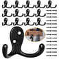 Homanu 14 Pack Coat Hooks, Heavy Duty Double Prong Coat Hooks Wall Mounted with 28 Screws, No Rust Black Metal Wall Hooks for Hanging Towel, Coat, Bag, Hat, Cup, Key - color: 14 Pcs Black