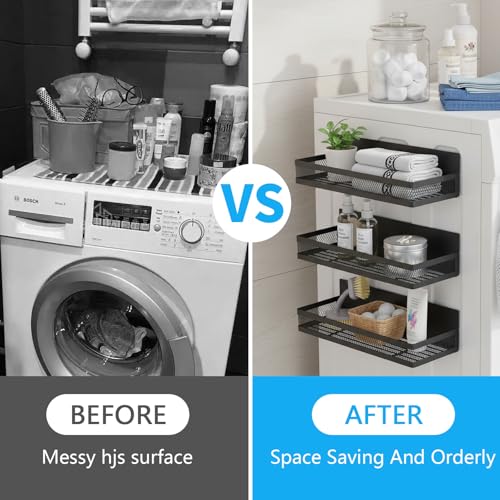 5 Set Magnetic Shelf for Washing Machine, Laundry Room Organization and Storage Accessories, Magnetic Spice Racks for Refrigerator,Metal Storage Baskets for Laundry,Kitchen,Room Shelves