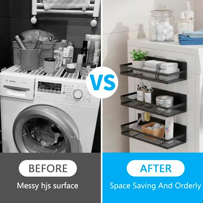 5 Set Magnetic Shelf for Washing Machine, Laundry Room Organization and Storage Accessories, Magnetic Spice Racks for Refrigerator,Metal Storage Baskets for Laundry,Kitchen,Room Shelves