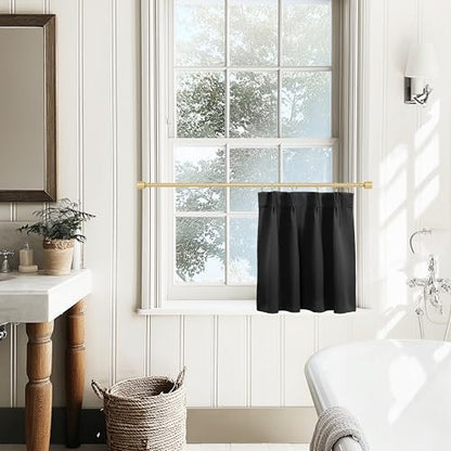 Lino Rosa Basement Window Curtains 18 Inch Length, Easy Sliding Pinch Pleated Small Panel, Blackout Insulated Basement Window Well Covers, 24" W x 18" L, Black - color: Black, size: 24"W x 18"L (Pack of 1)