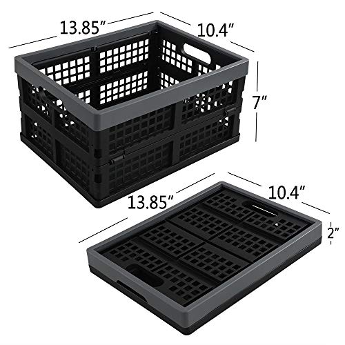 3-Pack 15 L Plastic Collapsible Crate, Folding Storage Baskets, Black