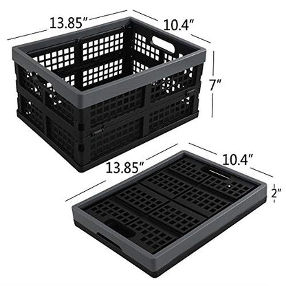 3-Pack 15 L Plastic Collapsible Crate, Folding Storage Baskets, Black
