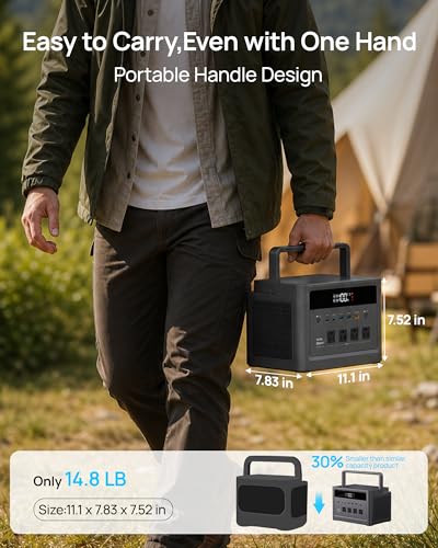 DARAN 1000W Portable Power Station, 576Wh Backup Battery & Solar Generator w/ 4 AC Outlets (Surge 2000W), 100W USB-C, LiFePO4 for Camping, Road Trips, RV & Emergency - color: Fog black