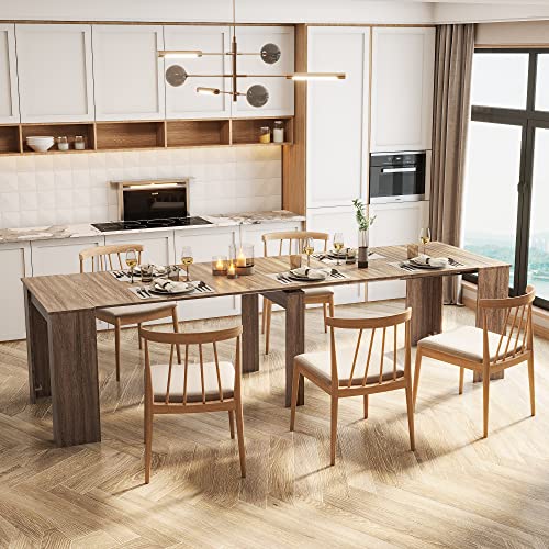 Extendable Dining Table, Transformer Extra Console Table for 1-12 People, Folding Space Saving Dining Room Table for Homes, Apartments, Oak - color: A2 Oak
