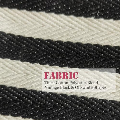 HAPPYHEIDI Small Black White Stripe Makeup Brush Bag Zipper Pouch Women Girls Purse Organizer,Canvas Lined, Premium Zipper - color: Classic Black White Stripes Medium