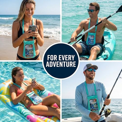 Salt Life Large Waterproof Phone Pouch Bag – IPX8 100% Waterproof Protection, Extra Storage Phone Dry Bag with Touchscreen Clear Window, Secure Seal Closure & Lanyard for Beach & Water Sports - color: Pink