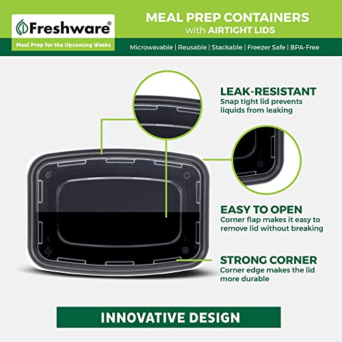 Freshware Meal Prep Containers [50 Pack] 1 Compartment Food Storage Containers with Lids, Bento Box, BPA Free, Stackable, Microwave/Dishwasher/Freezer Safe (28 oz) - size: 28OZ_50PK