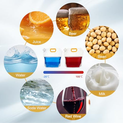 24 Pcs 1.3 Gal Collapsible Water Storage Bag, Emergency Water Jug | Foldable, Funnel & Stickers, Plastic Storage Pouch, Freezable Carrier Tank, Outdoor, Camping, Sport, Hiking