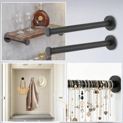 Wall Hooks Heavy Duty Coat Hooks Stainless Steel Clothes Hanger for Hanging Bathroom Towels Handbag Black 8-inch Length with 16mm Shank Dia - Pack of 4 - color: Black, size: 8" Length 16mm Shank