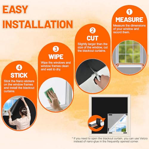 Blackout Curtains for Bedroom 2 Pack 118"x57" Portable Window Blinds Cover Adhesive Thermal Blackout Blinds No Drill Guard Blind Window Shades Temporary Room Darkening Shades for Skylight RV Dorm - size: 118"W x 57"H (Pack of 2)