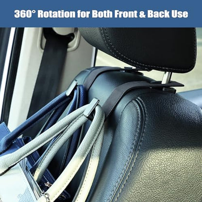 Amooca Car Seat Back Hook Universal Auto Storage Hanger Suede with Metal Car Seat Organizer for Handbag Purse Coat Umbrellas Grocery Bags 2 Pack Gray - color: Gray