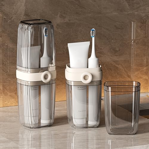Toothbrush Travel Case Portable Clear Grey Toothbrush Holders with Cover, Leakproof Toothbrush & Toothpaste Holder for Traveling School Camping Business Trip Bathroom - color: 1 Pc-clear Coffee