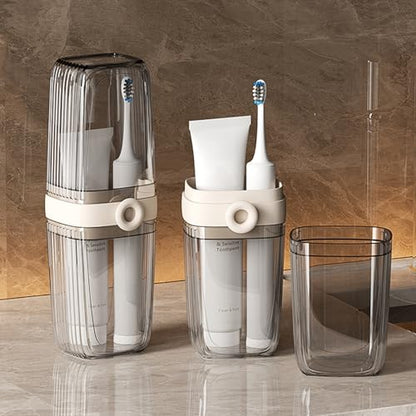 Toothbrush Travel Case Portable Clear Grey Toothbrush Holders with Cover, Leakproof Toothbrush & Toothpaste Holder for Traveling School Camping Business Trip Bathroom - color: 1 Pc-clear Coffee