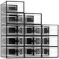SEE SPRING X-Large Black Modern Plastic Shoe Box, 12 Pack, Clear Front Door, Stackable, Foldable, Ventilated, Fits US Size 11, 13.2''L9.1''W7.3''H Inch, 655.65 Cubic Inches, Already Assembled - color: Black, size: X-Large Fit Size 11