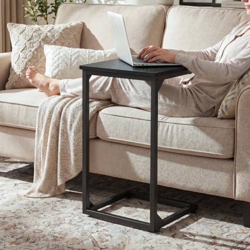 AMHANCIBLE C Shaped End Tables Set of 2, Couch Side Tables that Slide Under Sofa, Slim TV Trays for Living Room and Bedroom, Narrow Space Saving Laptop Workstation, Black, HET02BBK - color: Black