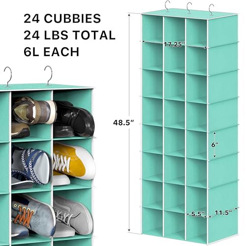 Simple Houseware 24 Section Shelves Hanging Shoes Organizer Holder for Closet, Turquoise - color: Turquoise