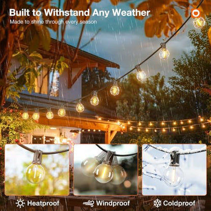 addlon 200FT Outdoor String Lights G40 with Remote Control Dimmable Patio Globe LED 108 Bulbs Waterproof Shatterproof, Hanging Outside Lighting for Backyard Garden, Deck, Balcony, Porch, Café, Bristo - size: 200FT(100 Sockets)