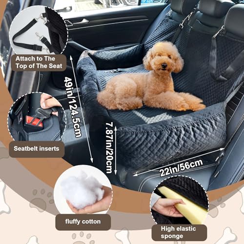 Suzile Dog Car Seat Bed for Large Under 100lbs Dogs Fully Detachable and Washable Car Bed with Safety Tethers Comfortable Dog Protector for Home Travel Camping, 49'' x 22" (Black)