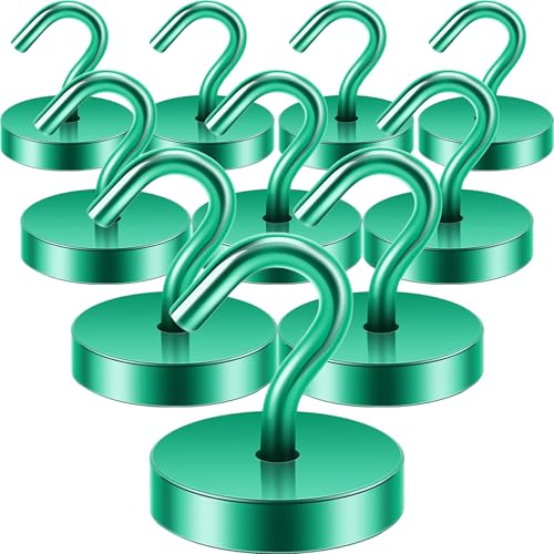 Neosmuk Magnetic Hooks, Cruise Ship Essentials, 120lb+ Heavy Duty Magnetic Hooks for Cruise Cabins, Refrigerator, Grill, Hanging, and Travel | Extra Strong Must-Haves Magnet Hook,Green, Pack of 10 - color: Green, size: 120lb Magnetic Hooks