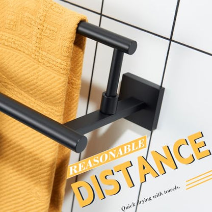 KOKOSIRI Bathroom Towel Bars 24-Inch Double Towel Rails Matte Black Towel Holder for Kitchen Garage Wall Mount Stainless Steel B5009BK-L24 - color: Matte Black, size: 24-Inch