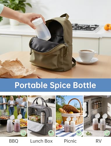 NiHome Dual-Hole Spice Bottles Set - Small & Large Hole Shakers for Powder and Granular Seasonings, BPA-Free Food-Grade Plastic, Transparent Sealed Jars for Camping, Picnic, BBQ (4PCS)