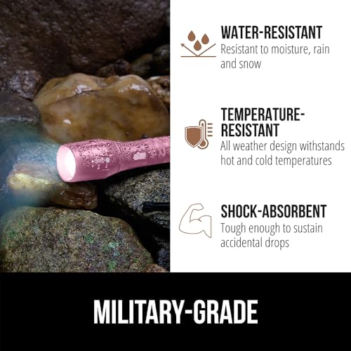 GORILLA GRIP Powerful LED 750 FT Water Resistant 5 Adjustable Mode Tactical Flashlight, High Lumens Ultra Bright Battery Life Zoom Flashlights, Small Camping Car Mini Flash Light Accessories, Pink - color: Pink