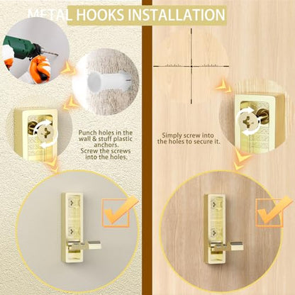 Wall Hooks for Hanging Coat, Heavy Duty Metal Hooks with Folding Storage Foldable Wall Hooks for Entryway Bathroom Kitchen Bags Towels Closet, 4Pcs Gold - color: 4-Gold