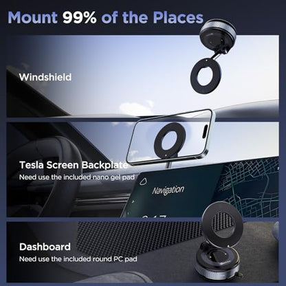 MSXTTLY Vacuum Magnetic Phone Holders for Your Car 2026 Suction Cup Phone Mount with Washable Nano Gel Pads 360° Adjustable Phone Mount,Travel Gifts, Car Phone Holder for Smartphone Car/Gym/Mirror - color: Black