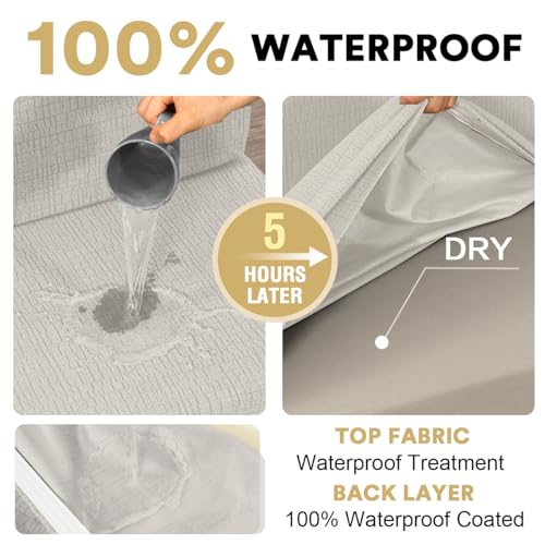 H.VERSAILTEX 100% Waterproof RV Dinette Cushion Covers Stretch Camper Cushion Covers Replacement Couch Seat Covers Washable Seat Covers Crizzle Pattern (1 Backrest & 1 Bench Cover, Paleoak) - color: Paleoak, size: 1 Set