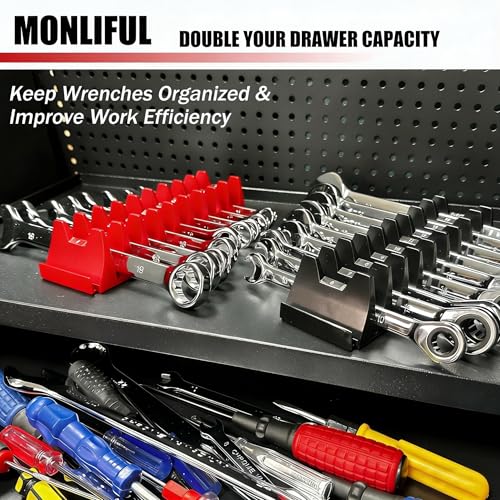 84 pcs Magnetic Modular Wrench Organizer Wrench Holder - Wrenchs Tool Organizers for Tool Drawer Storage, Wrenchs Rack with Metric SAE Labels, Tool Storage Set Holder Festival Mechanics pcs - style: 84 PCS