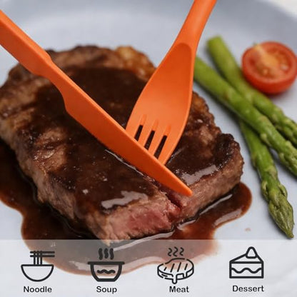 Zoyiancy Reusable Utensils Set with Case, 4 Sets Portable Plastic Cutlery Set, Fork Spoons Knife Tableware for Travel Picnic Camping