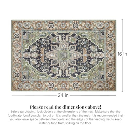 Lovewag Pets Waterproof 2-Pack Pet Feeding Mats - 16" x 24" Premium Cat & Dog Food Mat - Non-Slip, Machine Washable Food Mat Protects Floors & Contains Water Bowl Spills - Pet Place Mats (Sage Forest) - color: Sage Forest