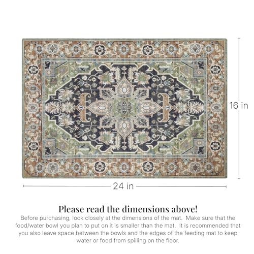 Lovewag Pets Waterproof 2-Pack Pet Feeding Mats - 16" x 24" Premium Cat & Dog Food Mat - Non-Slip, Machine Washable Food Mat Protects Floors & Contains Water Bowl Spills - Pet Place Mats (Sage Forest) - color: Sage Forest