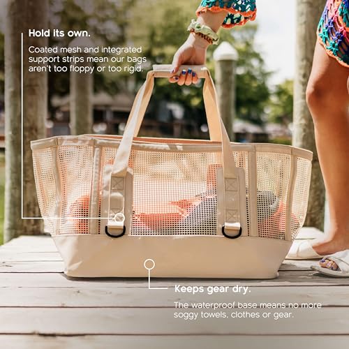 MISSION Boat Gear CASSI Heavy-Duty Outdoor Tote and Waterproof Marine-Grade Mesh Boat Bags - color: Sandstone, size: 70 Liter