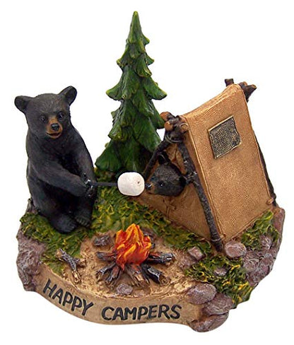 Wowser Rustic Home Decor- Black Bear Camping Duo Figurine - 4.75 Inches