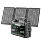 MARBERO Solar Generator 155Wh with 30W Solar Panel Portable Power Station with 2x 100W AC Outlets(Peak 150W), QC3.0 USB UL Certified for Home Blackout, Camping, RV Travel, Ultra-Light & Silent Fan - color: Green Black
