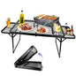 BRIAN & DANY Folding Grill Table Camping Table, Metal Portable Picnic Table, Lightweight Height Adjustable Foldable Table for Outdoor, Black, 40.16"x15.7"x11.8/14.9" - size: 3.2x1.3FT