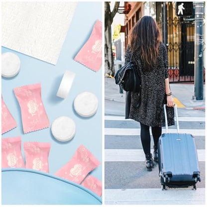 Classycoo Compressed Towel 100 PCS Tablets - Thick, Individually Wrapped Portable Disposable Face Towel Cotton Coin Cloth for Travel, Camping, Hiking, Beauty, Cloths(Soft, Odorless, 9.64 x 7 IN) - size: 1 Count (Pack of 100), style: Large+ Thickened(Rose