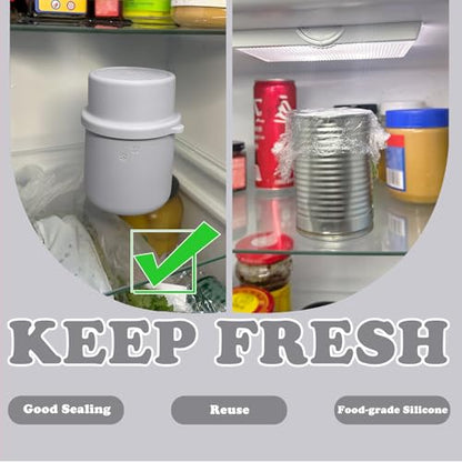 Original Canned Dog Food Storage Container | Wet Food Can Opener Spoon | Silicone Pet Can Lid | BPA Free, Airtight, Dishwasher & Freezer Safe(Grey) - color: Grey