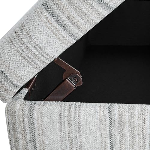 HomePop Malmo 36" Storage Bench - Gray Striped Pattern - color: Gray Striped Pattern