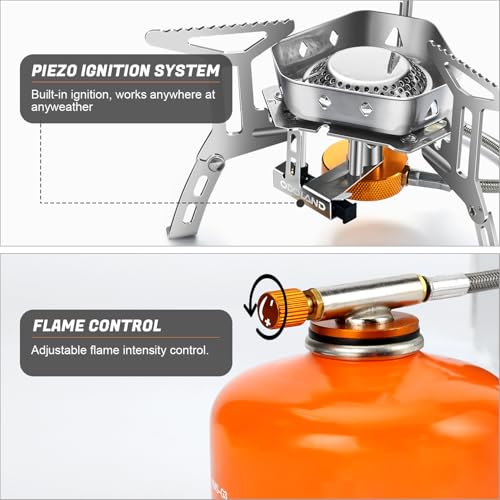 Odoland 3500W/6800W Windproof Camp Stove Camping Gas Stove with Fuel Canister Adapter, Piezo Ignition, Carry Case, Portable Collapsible Stove Burner for Outdoor Backpacking Hiking and Picnic - style: 3500W