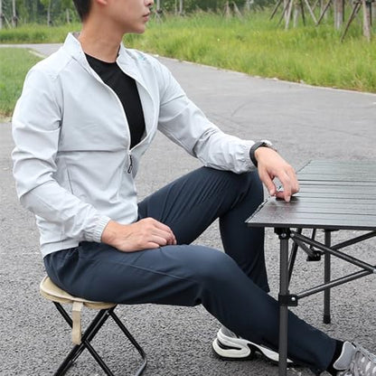 Folding Camping Stools, Portable Collapsible Fishing Stool, Lightweight Compact Foldable Chair for Outdoor Hiking Travel Picnic (Khaki)