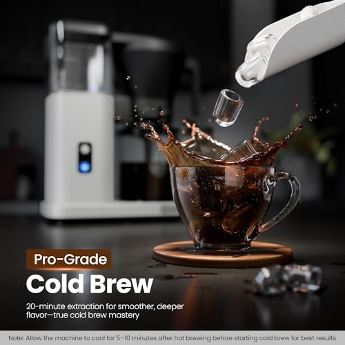 Kismile SCA-Certified 8 Cup Drip Coffee Maker, Pour Over Coffee Machine with 3s Instant Heat 197–205℉, Adjustable Flow Control, Removable Water Tank, Deep Cold Brew & 40 Min Keep Warm (Pearl White) - color: White