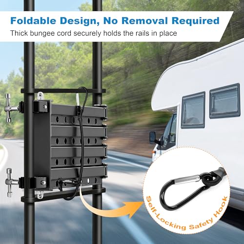 Saillong RV Clothes Drying Rack, Iron Material, 4 Sturdy Arms, Holds up to 48 Pieces of Clothing Once, Motorhomes Ladder Drying Rack for Laundry (1 Pack)