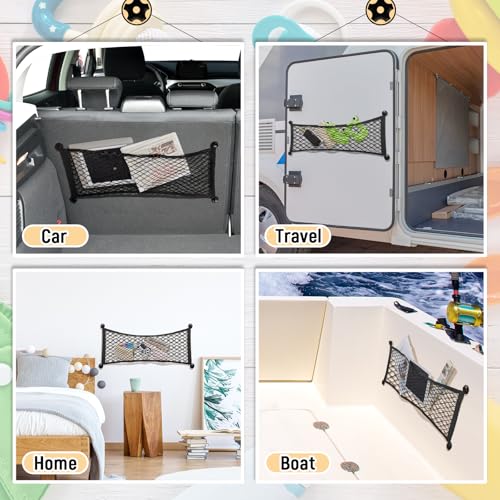 Frienda 2 Pcs Stretchable Small Cargo Net Pocket Boat Storage Mesh Net Elastic Automotive Storage Pouch with Mounting Screws and Hooks for Truck Car SUV Boats (29 x 9.8 Inches) - size: 29 x 9.8 Inches