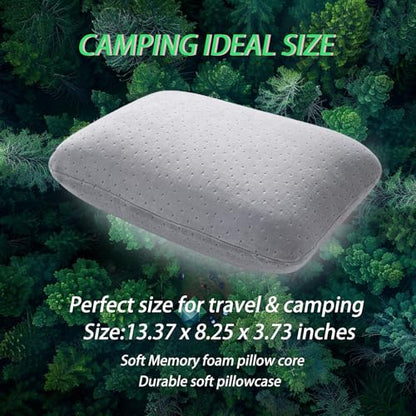 Travel Pillow Small Camping Pillow Memory Foam Bed Neck Soft Home Pillow Lightweight Easy to Carry Removable Pillow Cover for Travel,Sleeping,Nap and Neck,Knee,Leg,Lumbar Support Pillow (Light Gray) - color: Light Gray