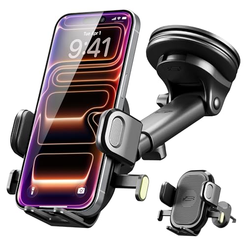 Bracketron Easy OneClick 3-in-1 Universal Car Phone Mount - Dashboard, Windshield & Air Vent Cell Phone Holder for Truck - Hands-Free Clamp, Heavy Duty Suction Cup, 360 Rotation Telescoping Arm - style: Dashboard & Windshield & Air Vent