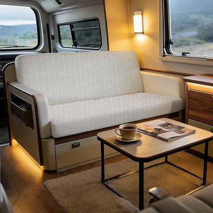 RV Dinette Cushion Covers, 2PCS Woven RV Couch Cover, Camper Cushion Covers, Camper-rv Sofa Cover for Couch, Bench Seat & Dinette Booth Cushions(Light Grey,[39.4" to 49.2"]×[19.7" to 25.6"]) - color: Woven/Light Grey/2pcs