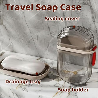 3PCS Toothbrush Travel Case Set, Soap Dish and Toothbrush Holder Set with Lather Net, Toothbrush Holder with Cover and Covered Toothbrush Holder for Bathroom Organization Toothbrush Holders with Cover